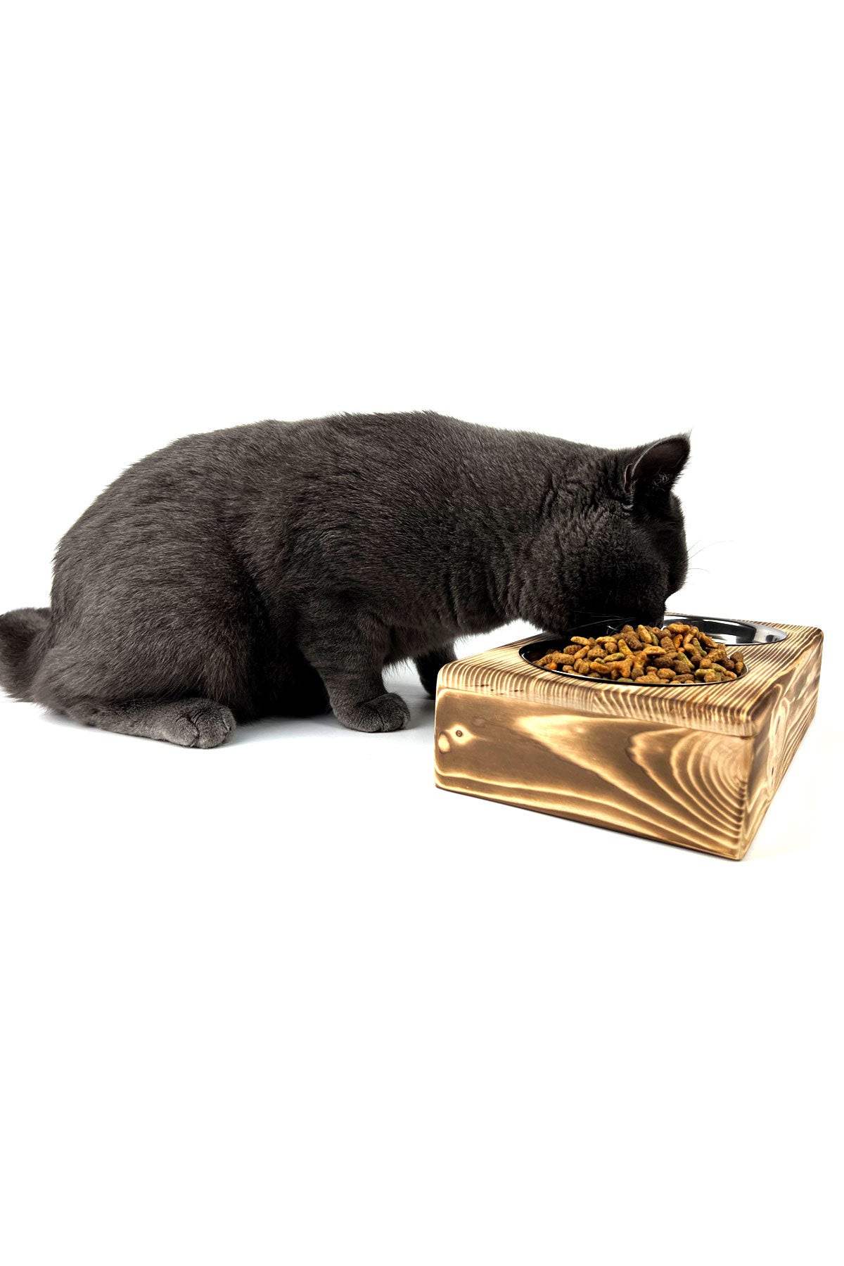 Personalized Elevated Wooden Pet Feeder – Custom Name Engraving – 2x 304 Stainless Steel Bowls + Solid Fir Wood Stand