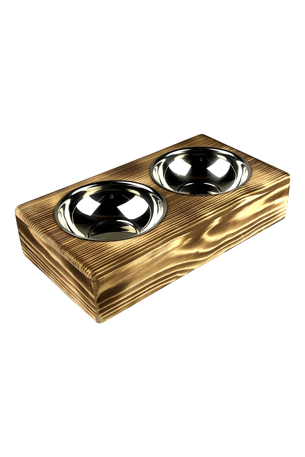 Personalized Elevated Wooden Pet Feeder – Custom Name Engraving – 2x 304 Stainless Steel Bowls + Solid Fir Wood Stand