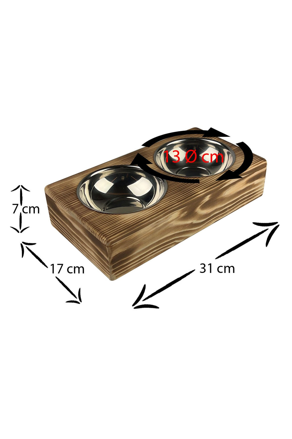 Personalized Elevated Wooden Pet Feeder – Custom Name Engraving – 2x 304 Stainless Steel Bowls + Solid Fir Wood Stand