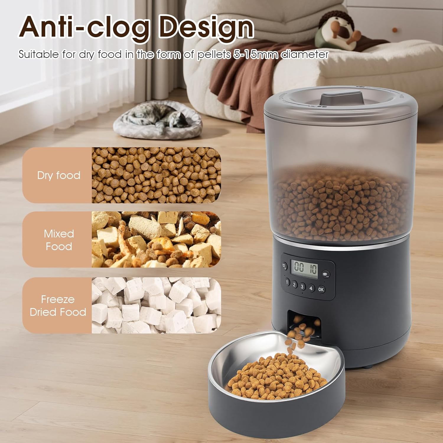 Automatic Cat Feeder – Programmable 4L Smart Food Dispenser with Timer