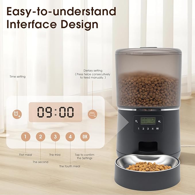 Automatic Cat Feeder – Programmable 4L Smart Food Dispenser with Timer