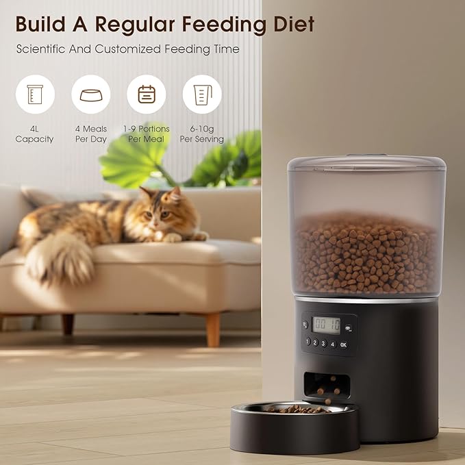 Automatic Cat Feeder – Programmable 4L Smart Food Dispenser with Timer