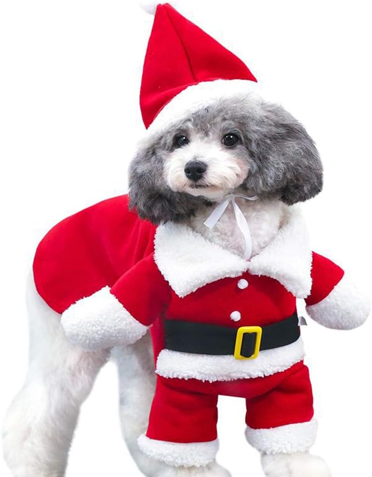 Pet Christmas Outfit – Santa Claus Hoodie for Cats & Small Dogs