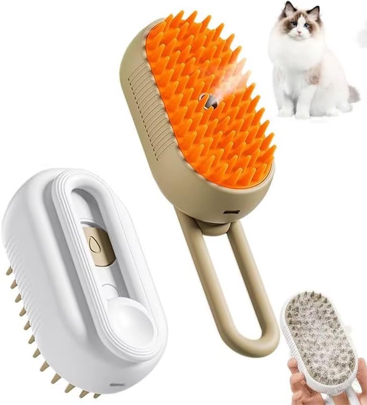 Pet Steam Grooming Brush with Spray – Massage & Hair Removal Comb for Cats and Dogs