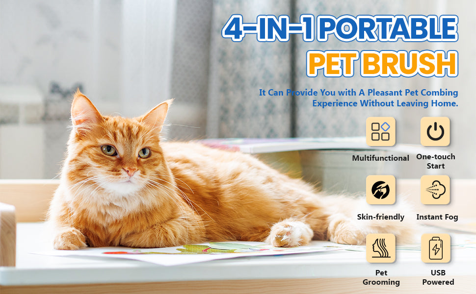 Pet Steam Grooming Brush with Spray – Massage & Hair Removal Comb for Cats and Dogs